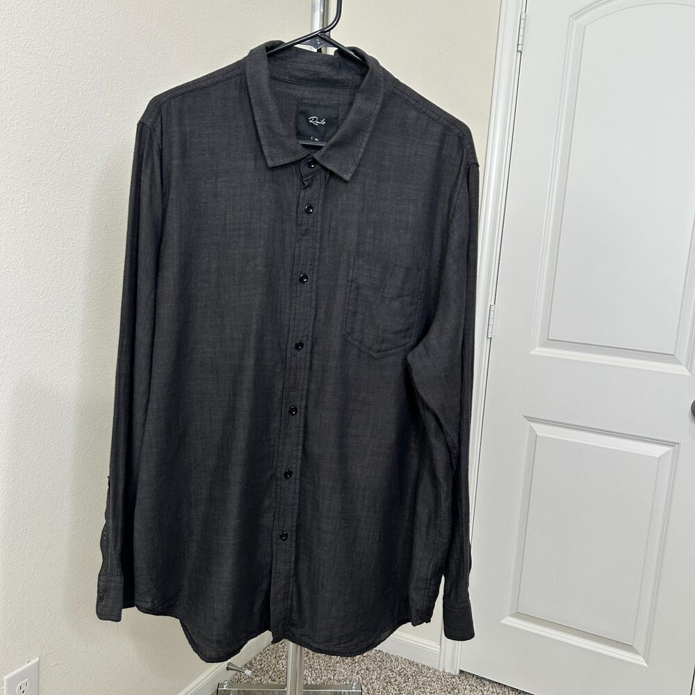 Rails Button Down Shirt Mens XL Black Chambray Wyatt Cotton Summer Smart Casual